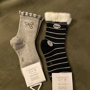 Gray and Black Striped Socks Set